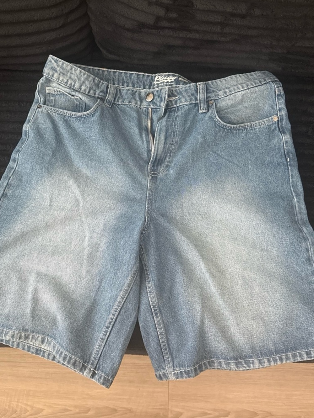 Plugg Men's Light Wash Blue Denim Shorts